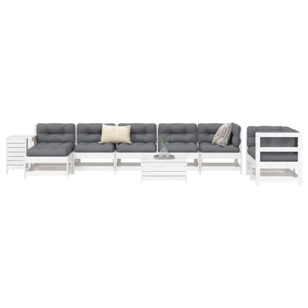 Gartensofa-Set 10-teilig aus massivem weißem Kiefernholz von vidaXL, Gartensets - Ref: Foro24-3250661, Preis: 686,64 €, Rabat...