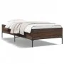 Estructura cama madera ingeniería metal roble marrón 75x190 cm de vidaXL, Camas y somieres - Ref: Foro24-844995, Precio: 66,3...