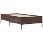 Estructura cama madera ingeniería metal roble marrón 75x190 cm de vidaXL, Camas y somieres - Ref: Foro24-844995, Precio: 66,3...