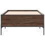 Estructura cama madera ingeniería metal roble marrón 75x190 cm