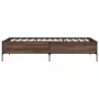 Estructura cama madera ingeniería metal roble marrón 75x190 cm de vidaXL, Camas y somieres - Ref: Foro24-844995, Precio: 66,3...