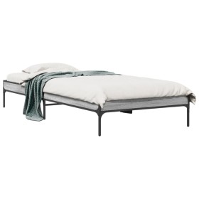 Sonoma gray metal engineered wood bed frame 90x190 cm by vidaXL, Beds and slatted bases - Ref: Foro24-845054, Price: 62,67 €,...