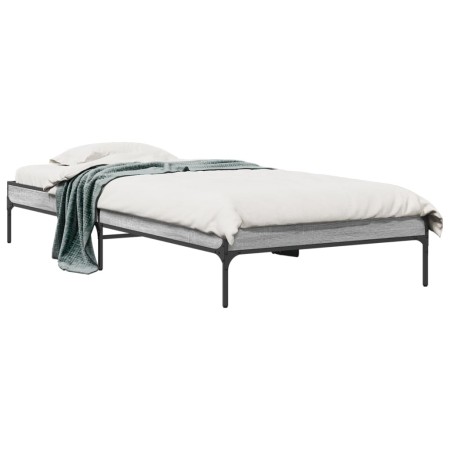 Sonoma-graues Metall-Holzwerkstoff-Bettgestell, 90 x 190 cm von vidaXL, Betten und Lattenroste - Ref: Foro24-845054, Preis: 6...