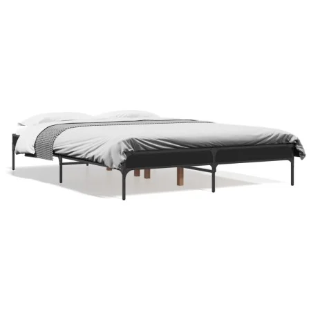 Engineered wood and black metal bed frame 120x200cm by vidaXL, Beds and slatted bases - Ref: Foro24-845021, Price: 75,73 €, D...