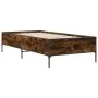 Engineered wood bed frame metal smoked oak 90x190 cm by vidaXL, Beds and slatted bases - Ref: Foro24-844988, Price: 66,51 €, ...