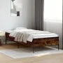 Engineered wood bed frame metal smoked oak 90x190 cm by vidaXL, Beds and slatted bases - Ref: Foro24-844988, Price: 66,51 €, ...