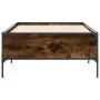 Engineered wood bed frame metal smoked oak 90x190 cm by vidaXL, Beds and slatted bases - Ref: Foro24-844988, Price: 66,51 €, ...