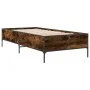 Engineered wood bed frame metal smoked oak 90x190 cm by vidaXL, Beds and slatted bases - Ref: Foro24-844988, Price: 66,51 €, ...