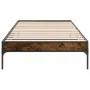 Engineered wood bed frame metal smoke oak 100x200 cm by vidaXL, Beds and slatted bases - Ref: Foro24-845028, Price: 62,34 €, ...
