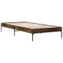 Engineered wood bed frame metal smoke oak 100x200 cm by vidaXL, Beds and slatted bases - Ref: Foro24-845028, Price: 62,34 €, ...