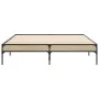 Estructura cama madera ingeniería metal roble Sonoma 140x190 cm de vidaXL, Camas y somieres - Ref: Foro24-845037, Precio: 104...