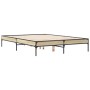 Estructura cama madera ingeniería metal roble Sonoma 135x190 cm