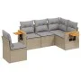 Garden sofa set with cushions 5 pieces beige synthetic rattan by vidaXL, Garden sets - Ref: Foro24-3226815, Price: 341,74 €, ...