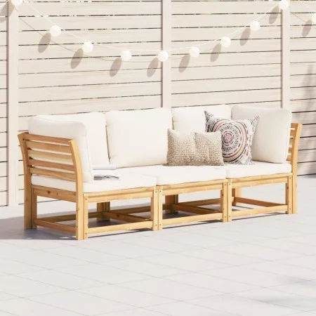 3-teiliges Gartenmöbel-Set mit Akazienholz und Kissen. von vidaXL, Modulare Sofas für den Außenbereich - Ref: Foro24-3214291,...