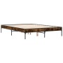 Estructura cama madera ingeniería metal roble ahumado 120x200cm de vidaXL, Camas y somieres - Ref: Foro24-845023, Precio: 100...