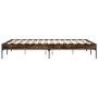 Estructura cama madera ingeniería metal roble ahumado 120x200cm de vidaXL, Camas y somieres - Ref: Foro24-845023, Precio: 100...