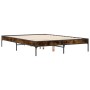 Estructura cama madera ingeniería metal roble ahumado 120x200cm de vidaXL, Camas y somieres - Ref: Foro24-845023, Precio: 100...