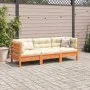 3-piece garden sofa set with wax-brown pine wood cushions by vidaXL, Garden sets - Ref: Foro24-3299272, Price: 267,51 €, Disc...