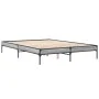 Estructura cama madera ingeniería metal gris Sonoma 160x200 cm de vidaXL, Camas y somieres - Ref: Foro24-845009, Precio: 93,0...