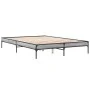 Sonoma-graues Metall-Holzwerkstoff-Bettgestell, 160 x 200 cm von vidaXL, Betten und Lattenroste - Ref: Foro24-845009, Preis: ...