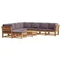 9-piece garden furniture set with solid acacia wood cushions by vidaXL, Modular outdoor sofas - Ref: Foro24-3214321, Price: 1...