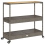 Bar cart 3 levels PE rattan and solid gray acacia wood by vidaXL, Kitchen and dining carts - Ref: Foro24-368724, Price: 167,6...