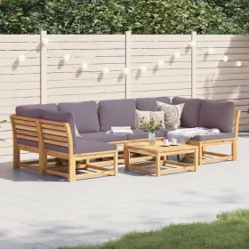 7-piece garden furniture set with solid acacia wood cushions by vidaXL, Modular outdoor sofas - Ref: Foro24-3214323, Price: 8...