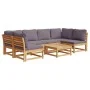 7-piece garden furniture set with solid acacia wood cushions by vidaXL, Modular outdoor sofas - Ref: Foro24-3214323, Price: 8...