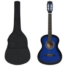 Set de guitarra clásica niños principiantes 8 pzas azul 3/4 36"