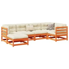 Gartensofa-Set 6-teilig, massives Kiefernholz, wachsbraun von vidaXL, Gartensets - Ref: Foro24-3299520, Preis: 381,83 €, Raba...