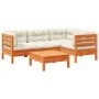 Set de sofás jardín 5 pzas con cojines madera pino marrón cera by vidaXL, Garden sets - Ref: Foro24-3299427, Price: 426,79 €,...