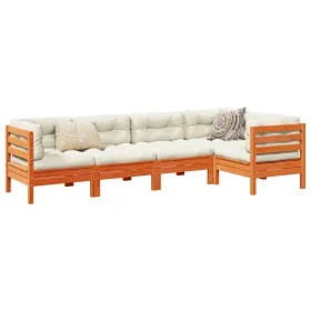 5-piece garden sofa set with wax-brown pine wood cushions by vidaXL, Garden sets - Ref: Foro24-3299438, Price: 452,18 €, Disc...