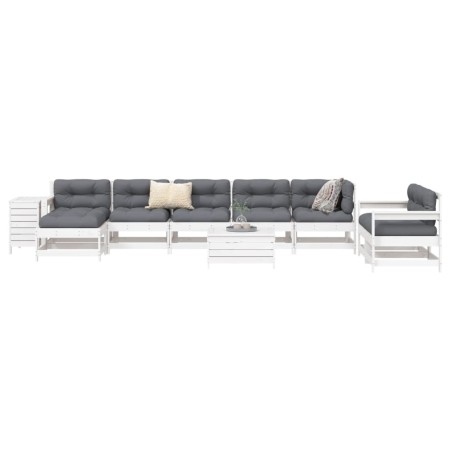 Gartensofa-Set 10-teilig aus massivem weißem Kiefernholz von vidaXL, Gartensets - Ref: Foro24-3250677, Preis: 688,30 €, Rabat...