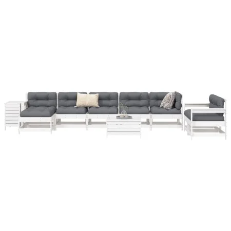 Gartensofa-Set 10-teilig aus massivem weißem Kiefernholz von vidaXL, Gartensets - Ref: Foro24-3250689, Preis: 668,62 €, Rabat...