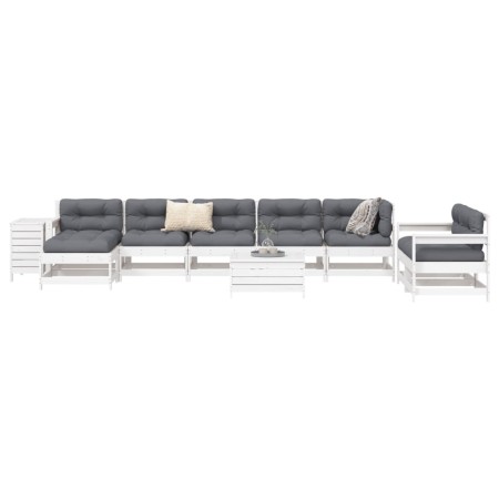 Gartensofa-Set 10-teilig aus massivem weißem Kiefernholz von vidaXL, Gartensets - Ref: Foro24-3250689, Preis: 678,19 €, Rabat...