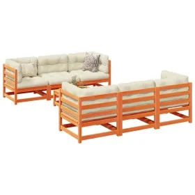 7-piece garden sofa set with wax-brown pine wood cushions by vidaXL, Garden sets - Ref: Foro24-3299302, Price: 807,46 €, Disc...