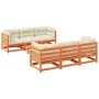 7-piece garden sofa set with wax-brown pine wood cushions by vidaXL, Garden sets - Ref: Foro24-3299302, Price: 807,46 €, Disc...