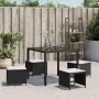 Garden stools with cushions 4 pcs black PE rattan 40x40x35cm by vidaXL, Outdoor ottomans - Ref: Foro24-4007483, Price: 101,66...