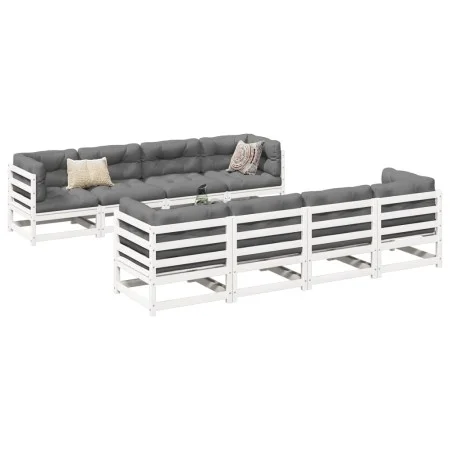 Gartensofa-Set 9-teilig aus massivem weißem Kiefernholz von vidaXL, Gartensets - Ref: Foro24-3299354, Preis: 558,03 €, Rabatt: %