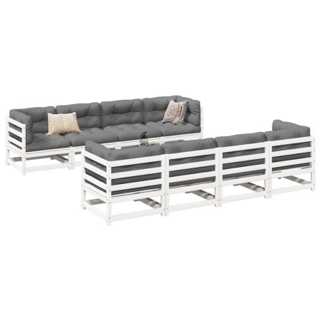 Gartensofa-Set 9-teilig aus massivem weißem Kiefernholz von vidaXL, Gartensets - Ref: Foro24-3299354, Preis: 565,09 €, Rabatt: %