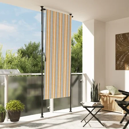 Außenrollo aus gelbem und weißem Stahlgewebe von vidaXL, Markisen - Ref: Foro24-368772, Preis: 87,47 €, Rabatt: %