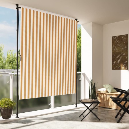 Außenrollo aus orange-weißem Stahlgewebe von vidaXL, Markisen - Ref: Foro24-368770, Preis: 86,37 €, Rabatt: %