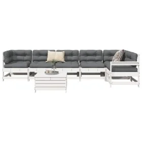 Gartensofa-Set 7-teilig aus massivem weißem Kiefernholz von vidaXL, Gartensets - Ref: Foro24-3250881, Preis: 463,41 €, Rabatt: %