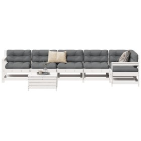 Gartensofa-Set 7-teilig aus massivem weißem Kiefernholz von vidaXL, Gartensets - Ref: Foro24-3250897, Preis: 459,98 €, Rabatt: %
