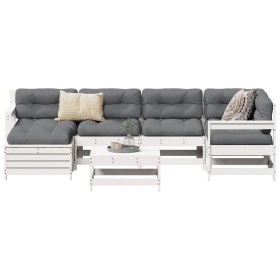 Gartensofa-Set 7-teilig aus massivem weißem Kiefernholz von vidaXL, Gartensets - Ref: Foro24-3250933, Preis: 484,47 €, Rabatt: %
