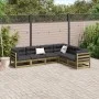 6-piece garden sofa set with impregnated pine wood cushions by vidaXL, Garden sets - Ref: Foro24-3299459, Price: 622,45 €, Di...