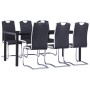 7-teiliges Esszimmerset aus schwarzem Kunstleder von vidaXL, Möbelsets für Küchen und Esszimmer - Ref: Foro24-3053111, Preis:...