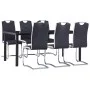 Juego de comedor 7 piezas cuero sintético negro de vidaXL, muebles para cocinas y comedores - Ref: Foro24-3053111, Precio: 68...