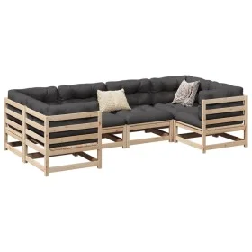 6-piece garden sofa set with solid pine wood cushions by vidaXL, Garden sets - Ref: Foro24-3299607, Price: 597,03 €, Discount: %