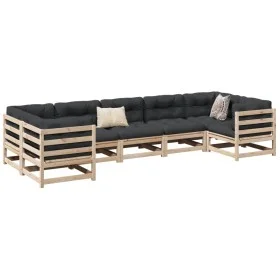 7-piece garden sofa set with solid pine wood cushions by vidaXL, Garden sets - Ref: Foro24-3299618, Price: 680,25 €, Discount: %